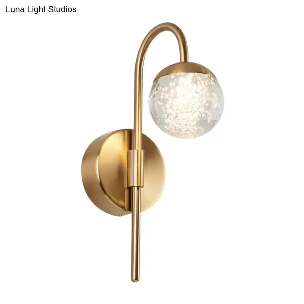 Modern gold finish crystal globe wall sconce living room light