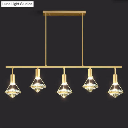 Modern gold finish crystal pendant light fixture kitchen island