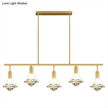 Modern gold finish crystal pendant light fixture kitchen island