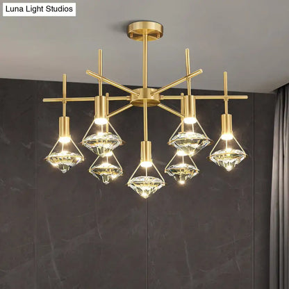 Modern gold finish crystal pendant light fixture kitchen island
