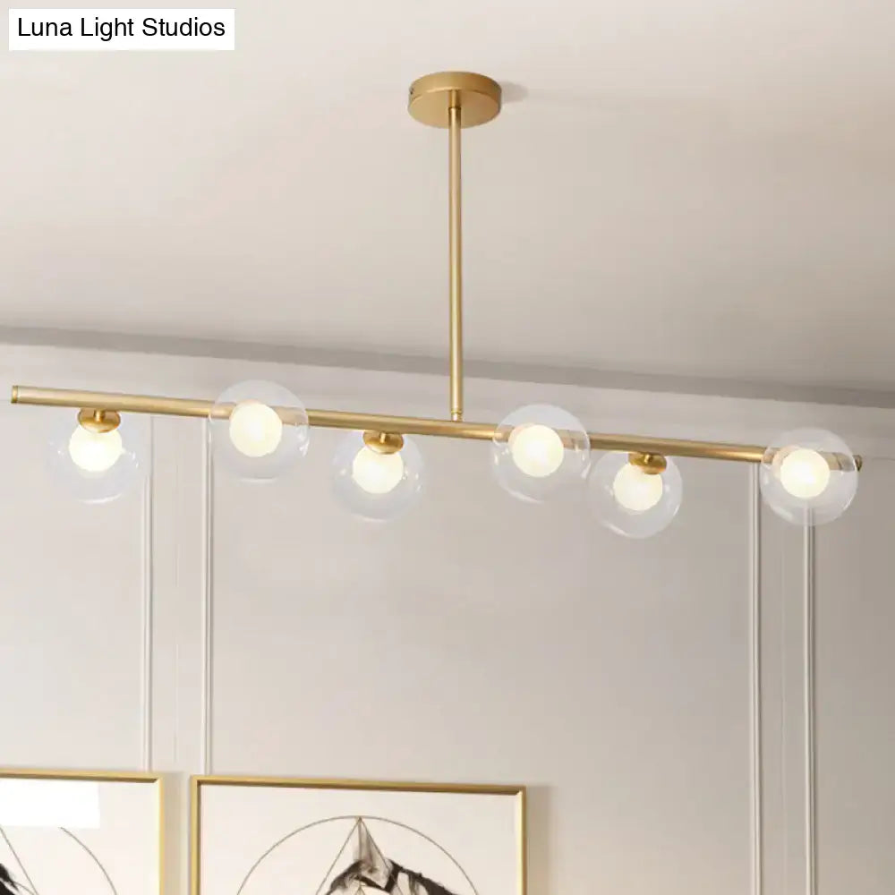 Modern gold finish linear pendant light kitchen clear glass globes