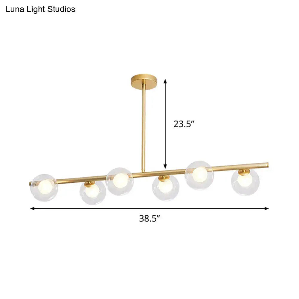 Modern gold finish linear pendant light kitchen clear glass globes