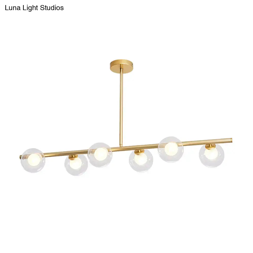 Modern gold finish linear pendant light kitchen clear glass globes