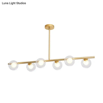 Modern gold finish linear pendant light kitchen clear glass globes