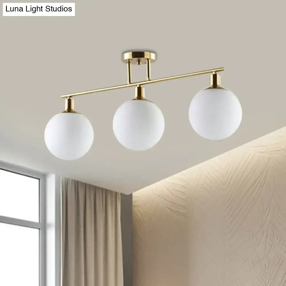 Modern gold finish milk glass linear chandelier dining room light