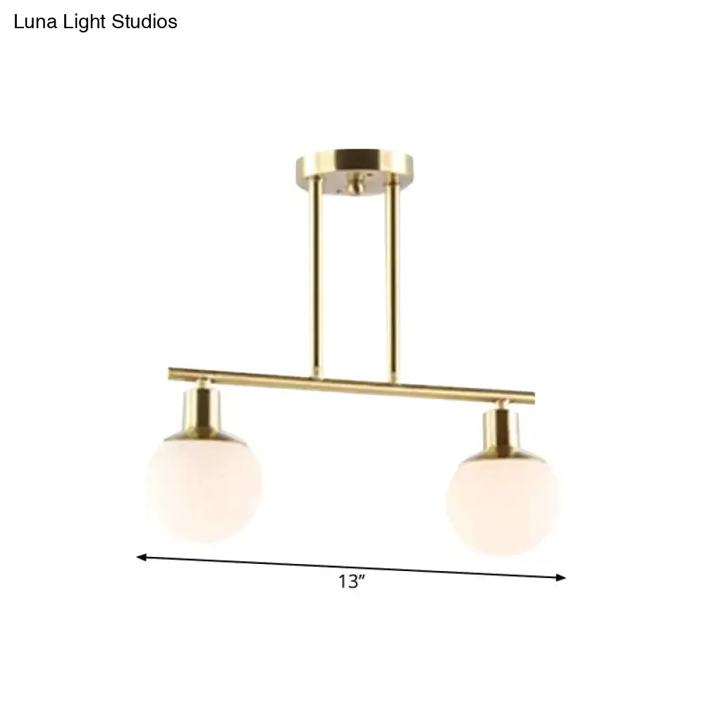Modern gold finish milk glass linear chandelier dining room light