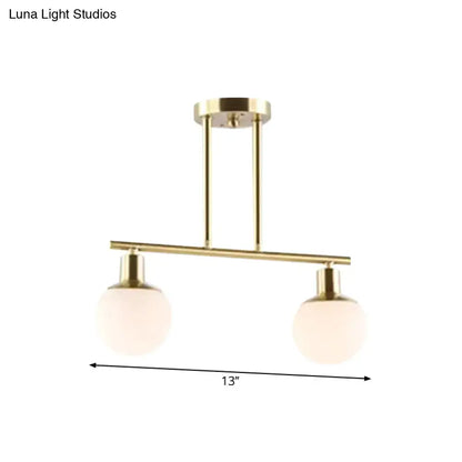 Modern gold finish milk glass linear chandelier dining room light