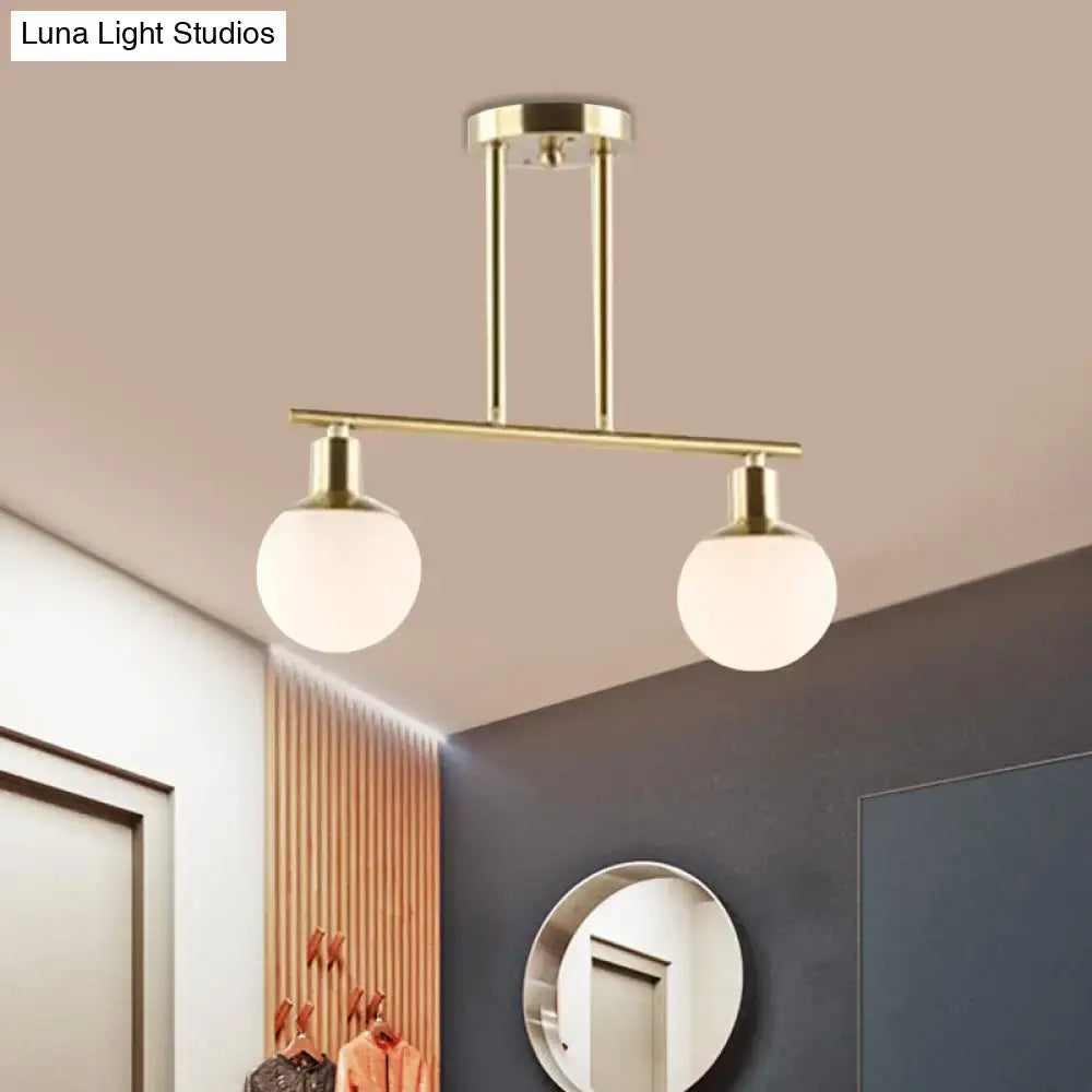 Modern gold finish milk glass linear chandelier dining room light