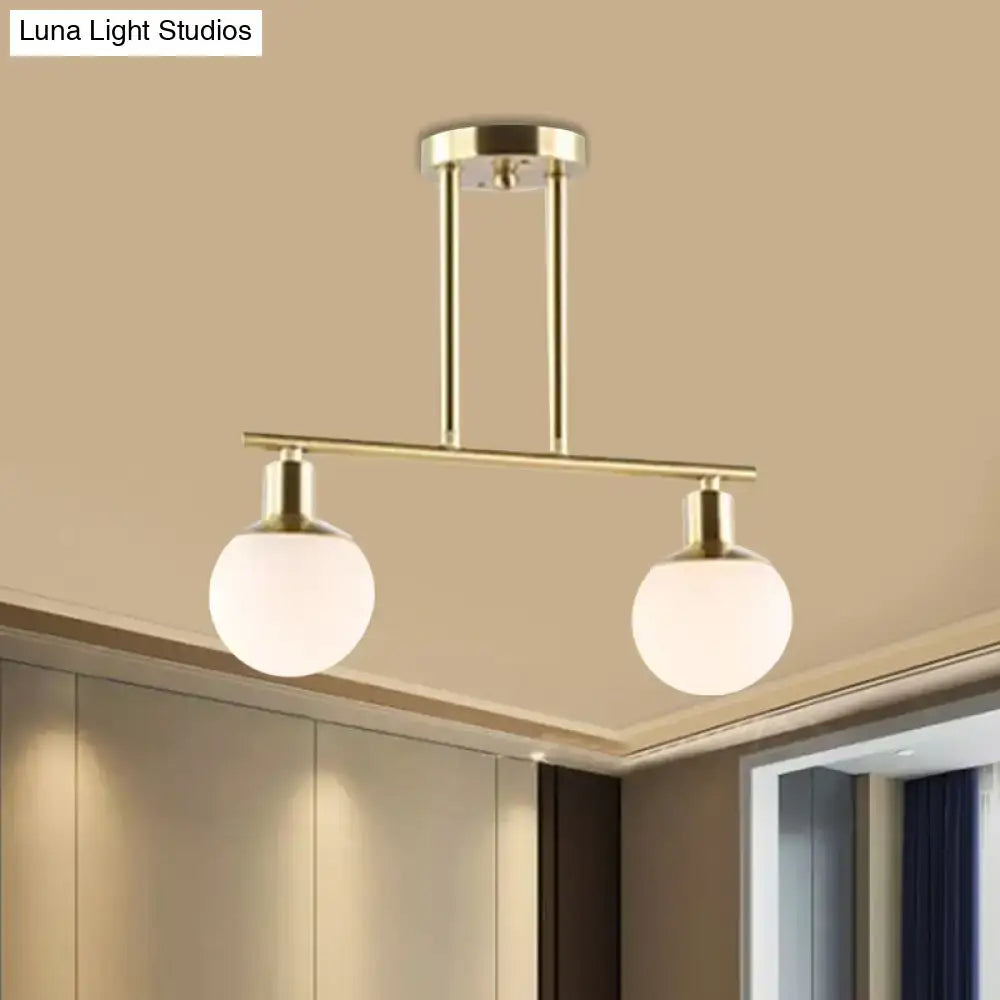 Modern gold finish milk glass linear chandelier dining room light