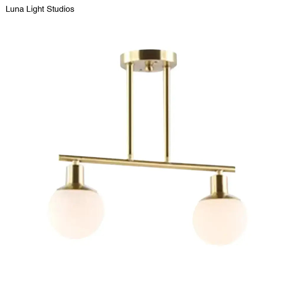 Modern gold finish milk glass linear chandelier dining room light