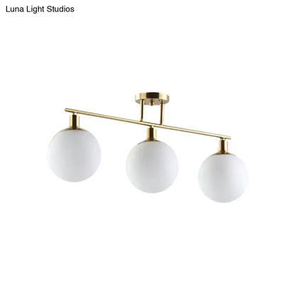 Modern gold finish milk glass linear chandelier dining room light