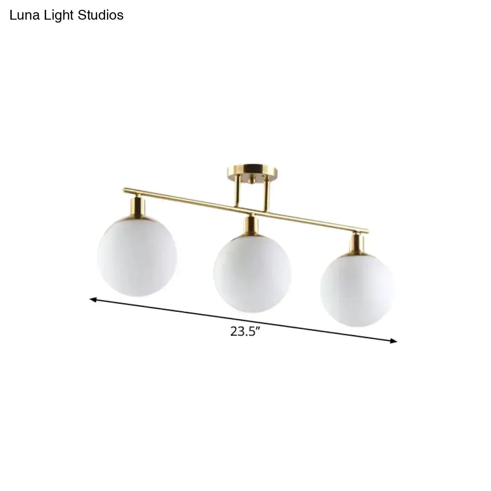 Modern gold finish milk glass linear chandelier dining room light