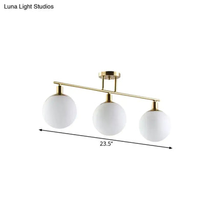 Modern gold finish milk glass linear chandelier dining room light