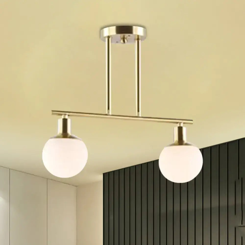 Modern gold finish milk glass linear chandelier dining room light