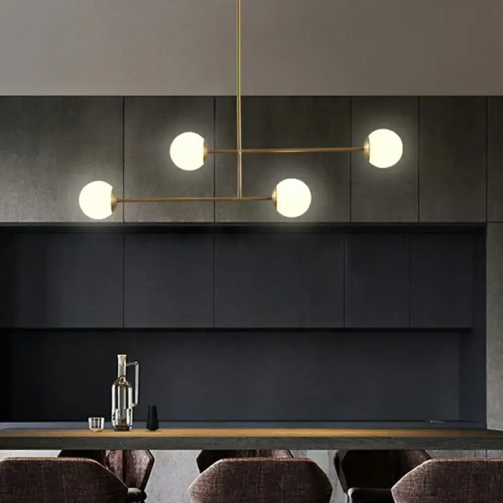 Modern gold finish opal glass pendant light – kitchen island lamp