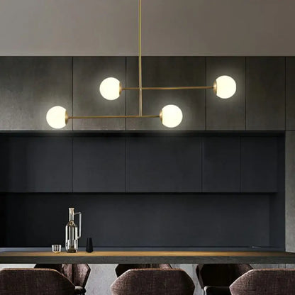 Modern gold finish opal glass pendant light – kitchen island lamp