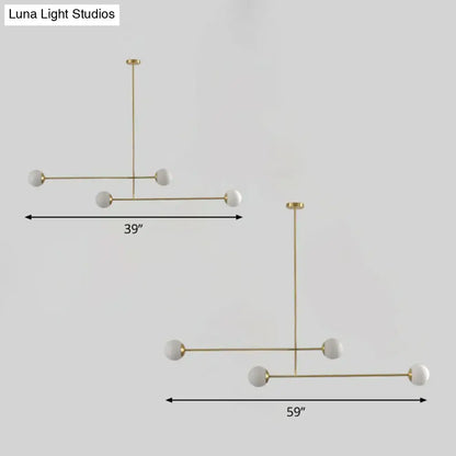 Modern gold finish opal glass pendant light – kitchen island lamp