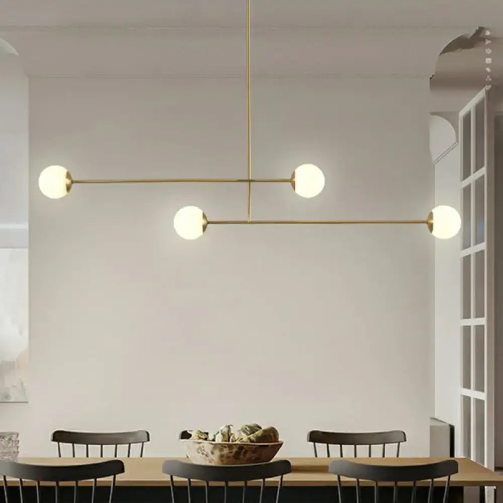 Modern gold finish opal glass pendant light – kitchen island lamp