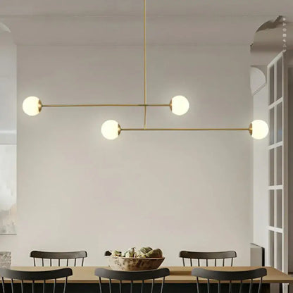 Modern gold finish opal glass pendant light – kitchen island lamp