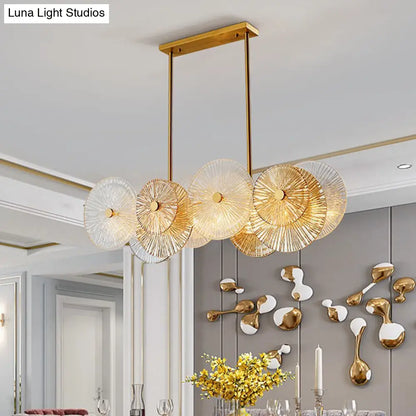 DecorBites™ Modern Gold Finish Pendant Light with Prismatic Glass Shade - 8 Bulbs, Ideal for Dining Room or Kitchen Island