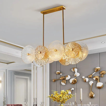DecorBites™ Modern Gold Finish Pendant Light with Prismatic Glass Shade - 8 Bulbs, Ideal for Dining Room or Kitchen Island