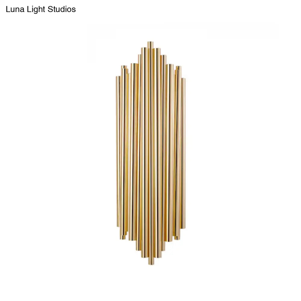 DecorBites™ Modern Gold Finish Slim Tube Sconce Lighting with 4 Bulbs – Metallic Wall Lamp Fixture