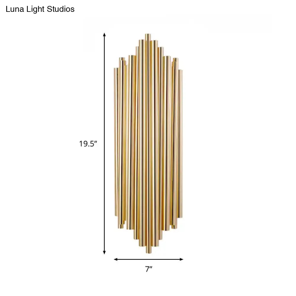 DecorBites™ Modern Gold Finish Slim Tube Sconce Lighting with 4 Bulbs – Metallic Wall Lamp Fixture