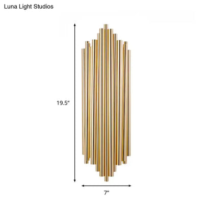 DecorBites™ Modern Gold Finish Slim Tube Sconce Lighting with 4 Bulbs – Metallic Wall Lamp Fixture