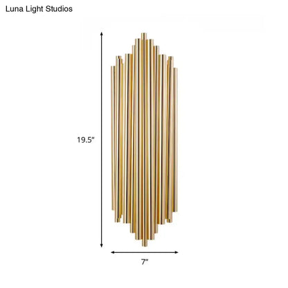 Modern gold finish slim tube wall lamp – living room sconce