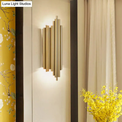 Modern gold finish slim tube wall lamp – living room sconce