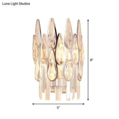 Modern gold finish teardrop crystal wall lamp bedroom sconce