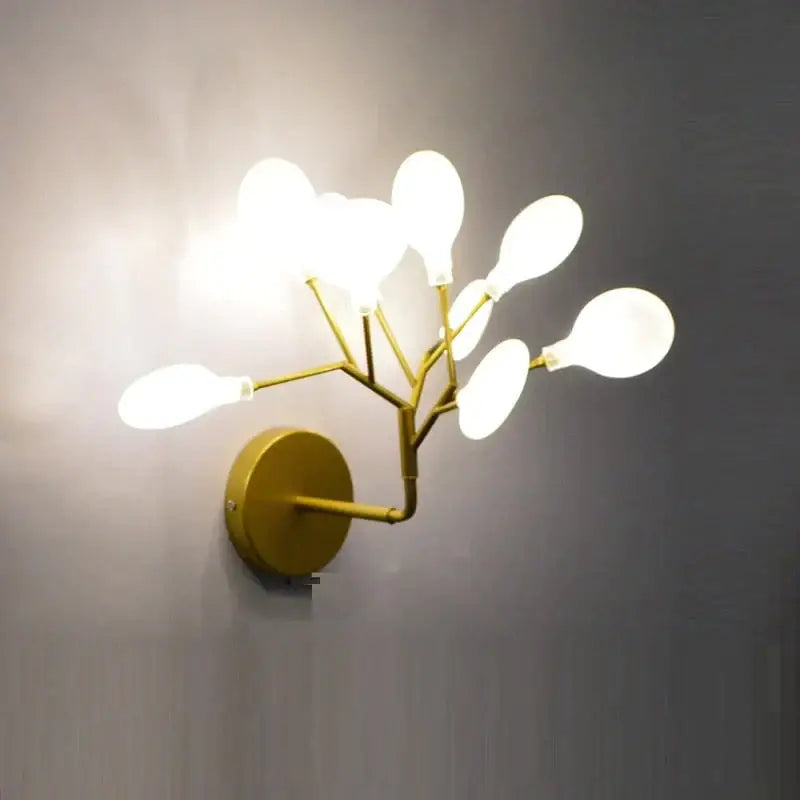 Modern gold firefly tree branch led wall light bedroom