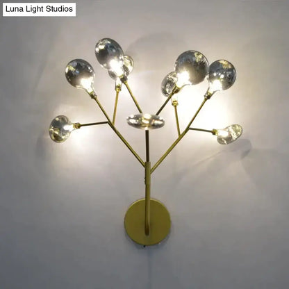 Modern gold firefly tree branch led wall light bedroom