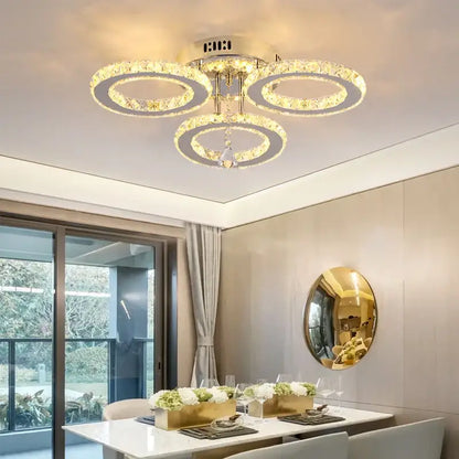 Modern gold five ring crystal ceiling chandelier dining room light