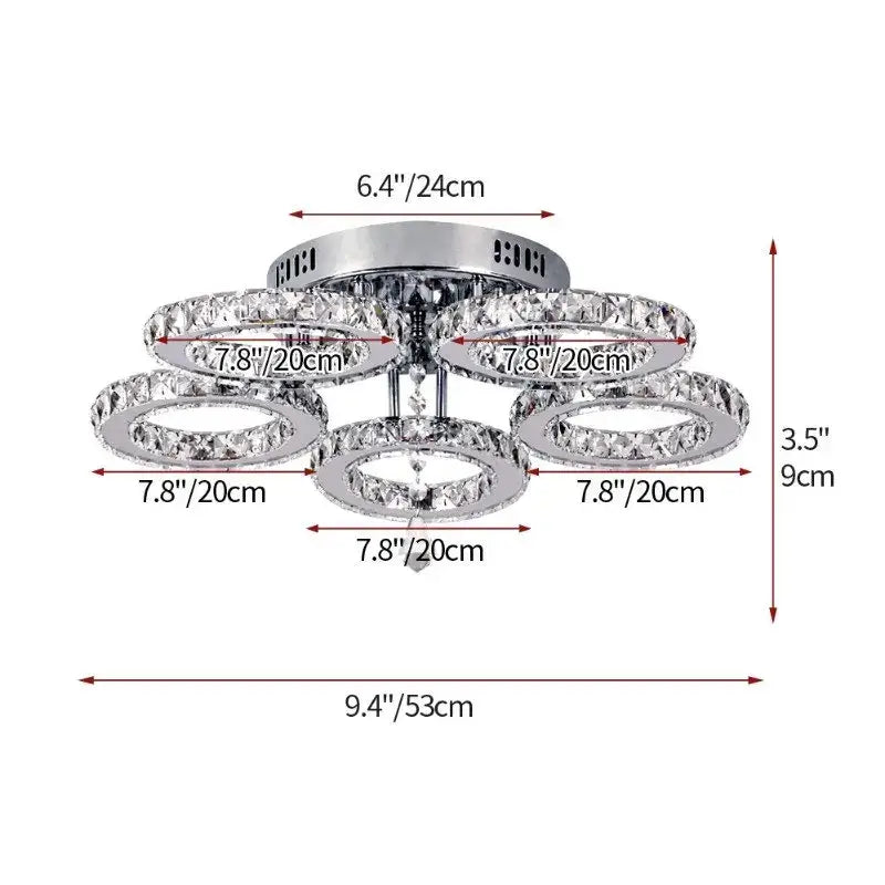 Modern gold five ring crystal ceiling chandelier dining room light