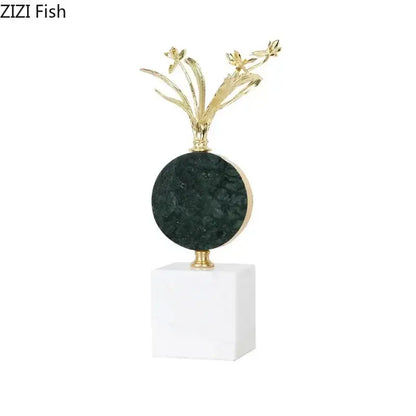 Modern gold flower crystal sculpture desk decoration bedroom craft