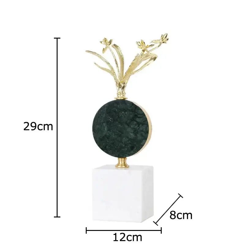 Modern gold flower crystal sculpture desk decoration bedroom craft