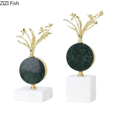Modern gold flower crystal sculpture desk decoration bedroom craft