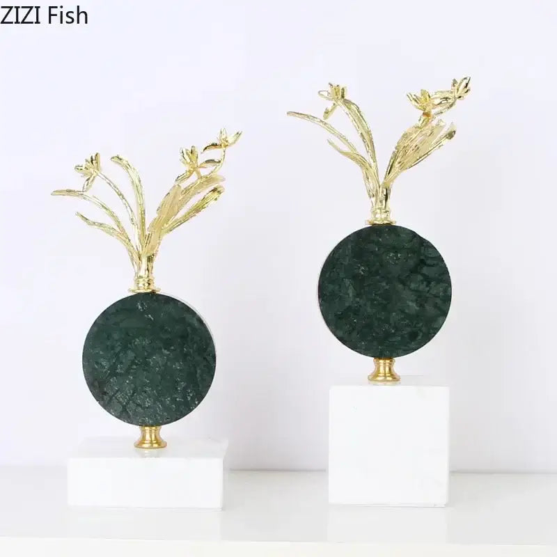 Modern gold flower crystal sculpture desk decoration bedroom craft