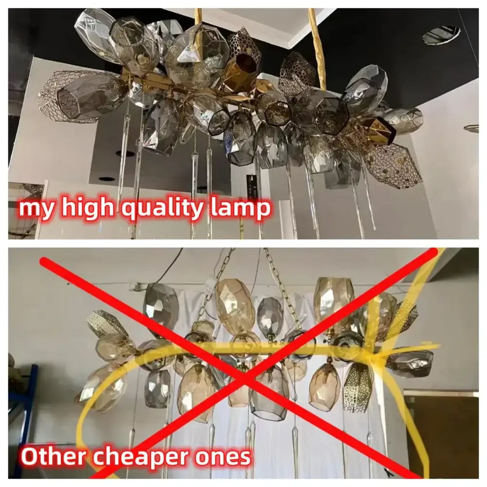 Modern gold flower glass shades led chandelier stairs hanging lamp