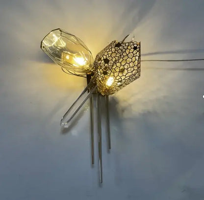 Modern gold flower glass shades led chandelier stairs hanging lamp