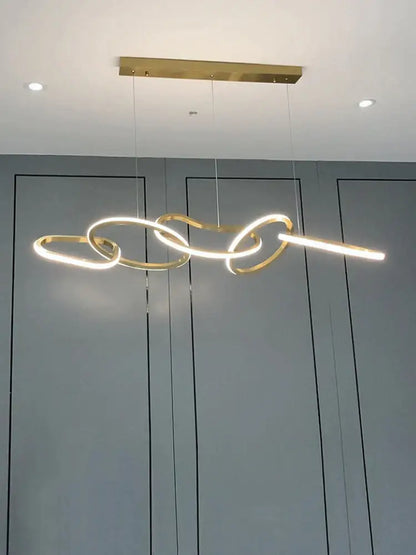 Modern gold flowing ring led decorbites elegant chandelier dining bar