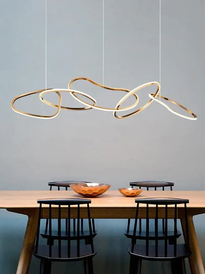 Modern gold flowing ring led decorbites elegant chandelier dining bar
