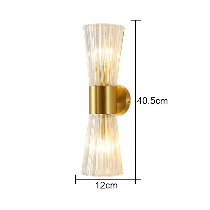Modern gold fluted crystal wall sconce living room lighting