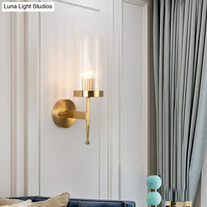 Modern gold fluted glass wall lamp living room sconce 110v 240v
