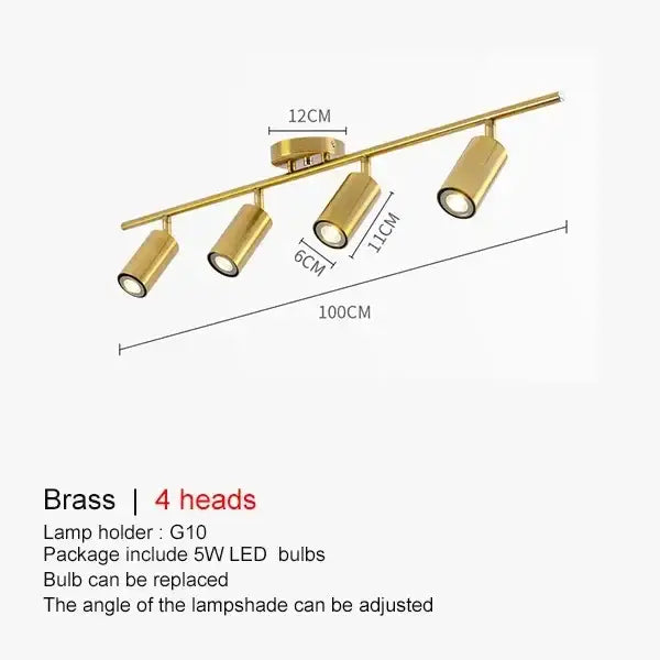 Modern gold four light adjustable led ceiling spotlight kitchen