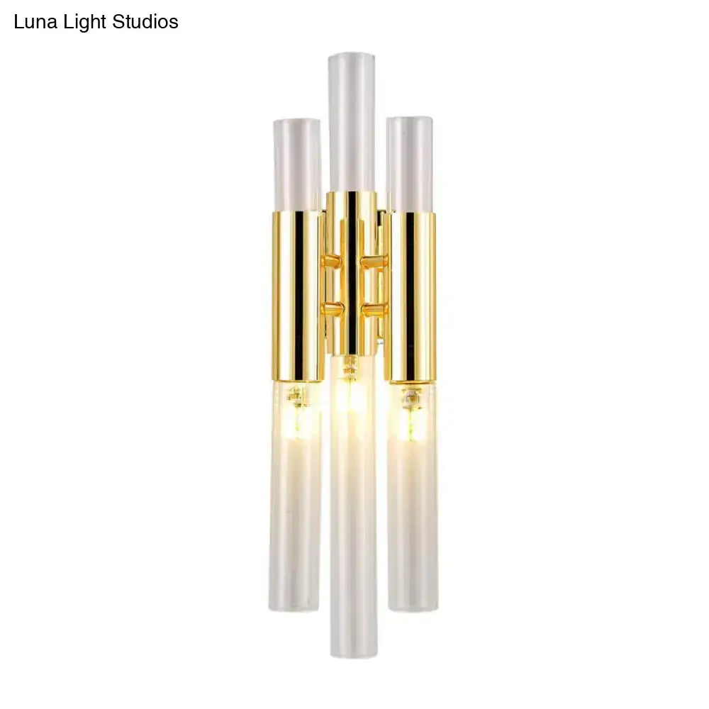 Modern gold frosted glass flute wall sconce living room light