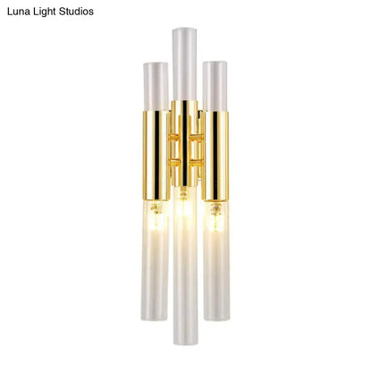 Modern gold frosted glass flute wall sconce living room light