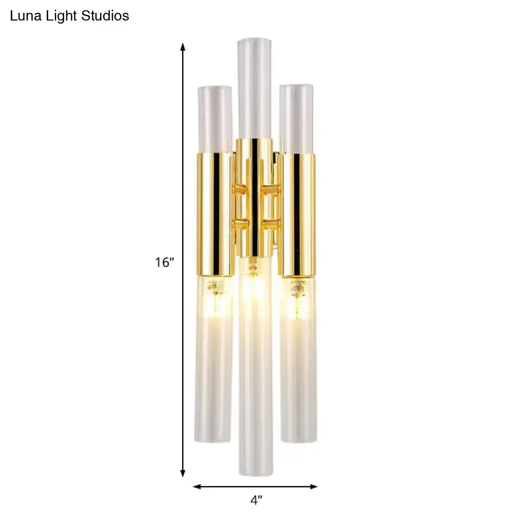 Modern gold frosted glass flute wall sconce living room light