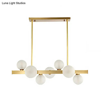 Modern gold frosted glass globe pendant light dining room island